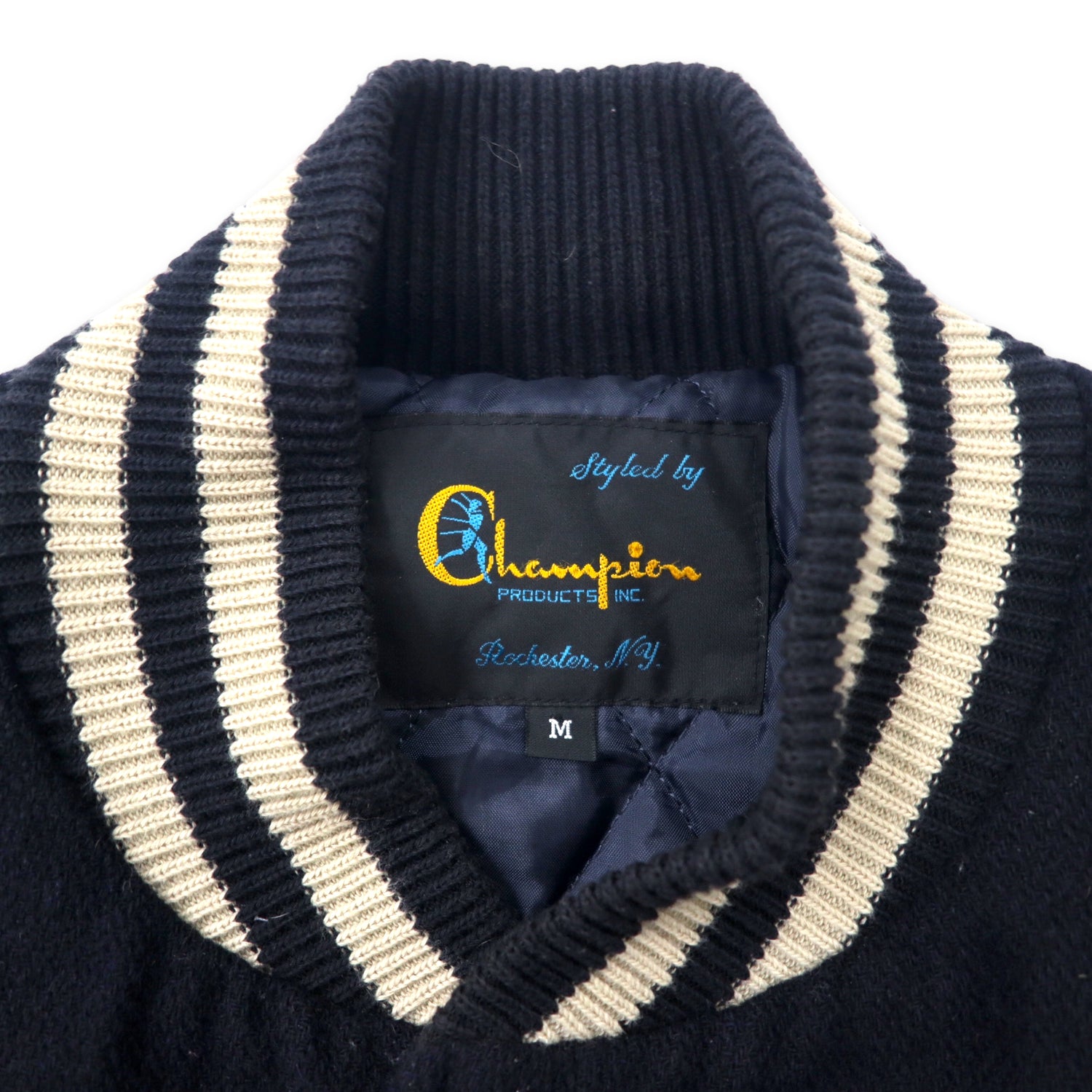 CHAMPION VARSITY JACKET M Navy Gray Wool CW-G604 – 日本然リトテ