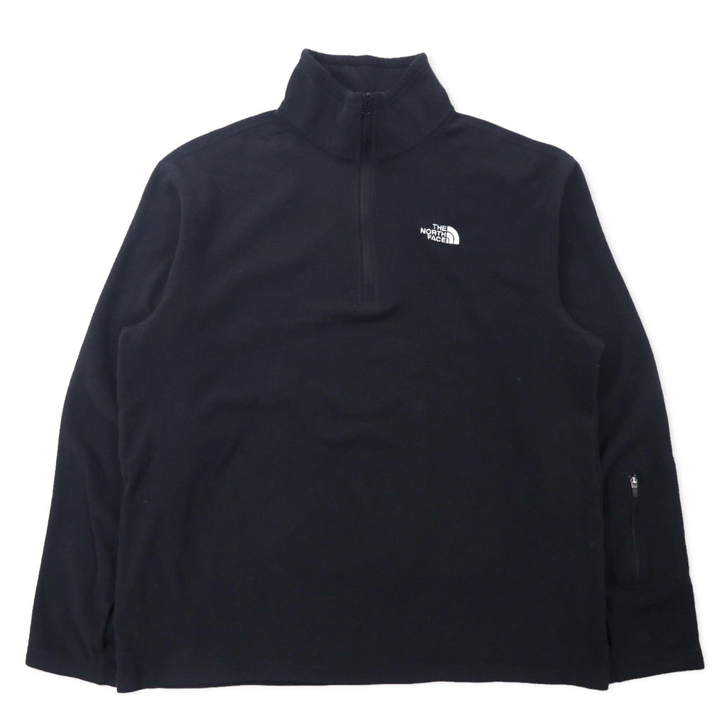 日本然リトテ-古着オンライン-THE NORTH FACE ハーフジップ フリースジャケット L ブラック ポリエステル ワンポイントロゴ刺繍-THE NORTH FACE Half Zip FLEECE Jacket L Black polyester One Point Logo Embroidery
