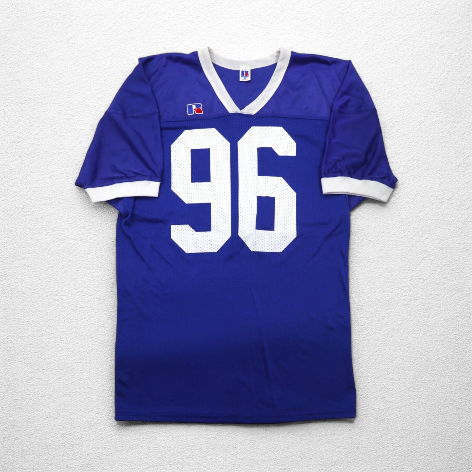 RUSSELL ATHLETIC USA Made 90s Game Shirt 2XL Big Size Blue Nylon