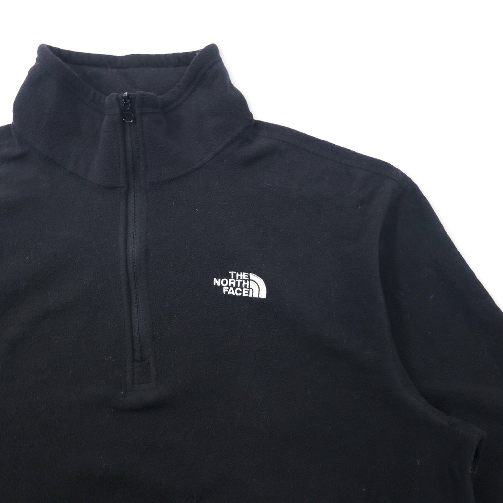THE NORTH FACE Half Zip Fleece Jacket L Black Polyester One Point Logo Embroidery