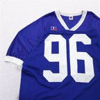 RUSSELL ATHLETIC USA製 90年代 ゲームシャツ 2XL ビッグサイズ ブルー ナイロン ナンバリング