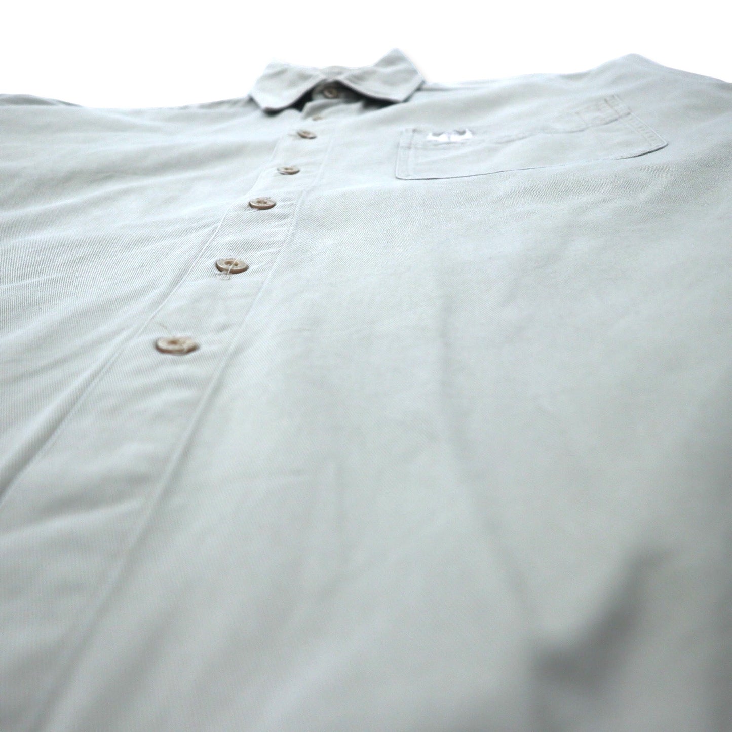 OUTKAST 90年代 コットンチノ ワークシャツ XL ベージュ ワンポイントロゴ刺繍 ビッグサイズ