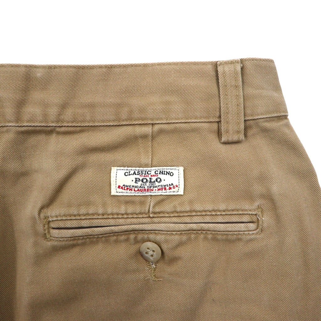 Polo by Ralph Lauren 90年代 ポロチノ 2タック ショートパンツ ハーフパンツ M ベージュ コットン TYLER SHORT