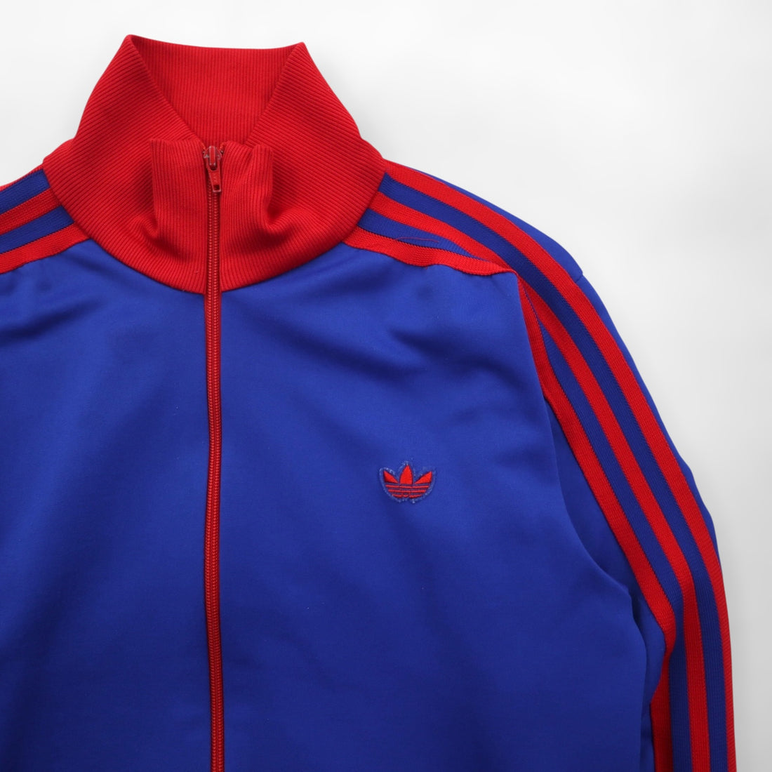 adidas 80s Descente Track Jacket Jersey, Large, Blue, Three Stripes, High Neck, Stand Collar