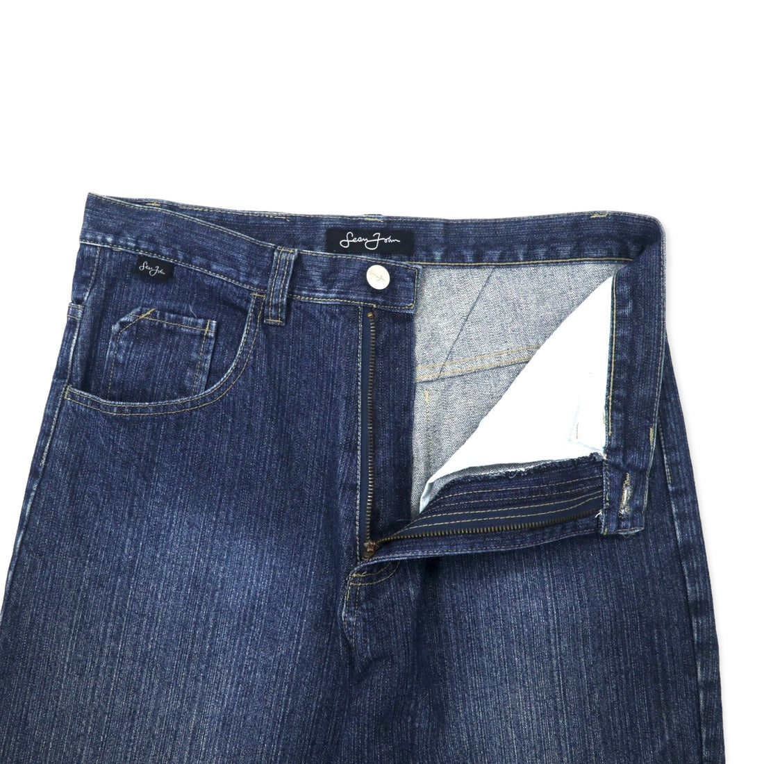 Sean John 00s Baggy Denim Pants Size 32 Blue Cotton Logo Embroidered