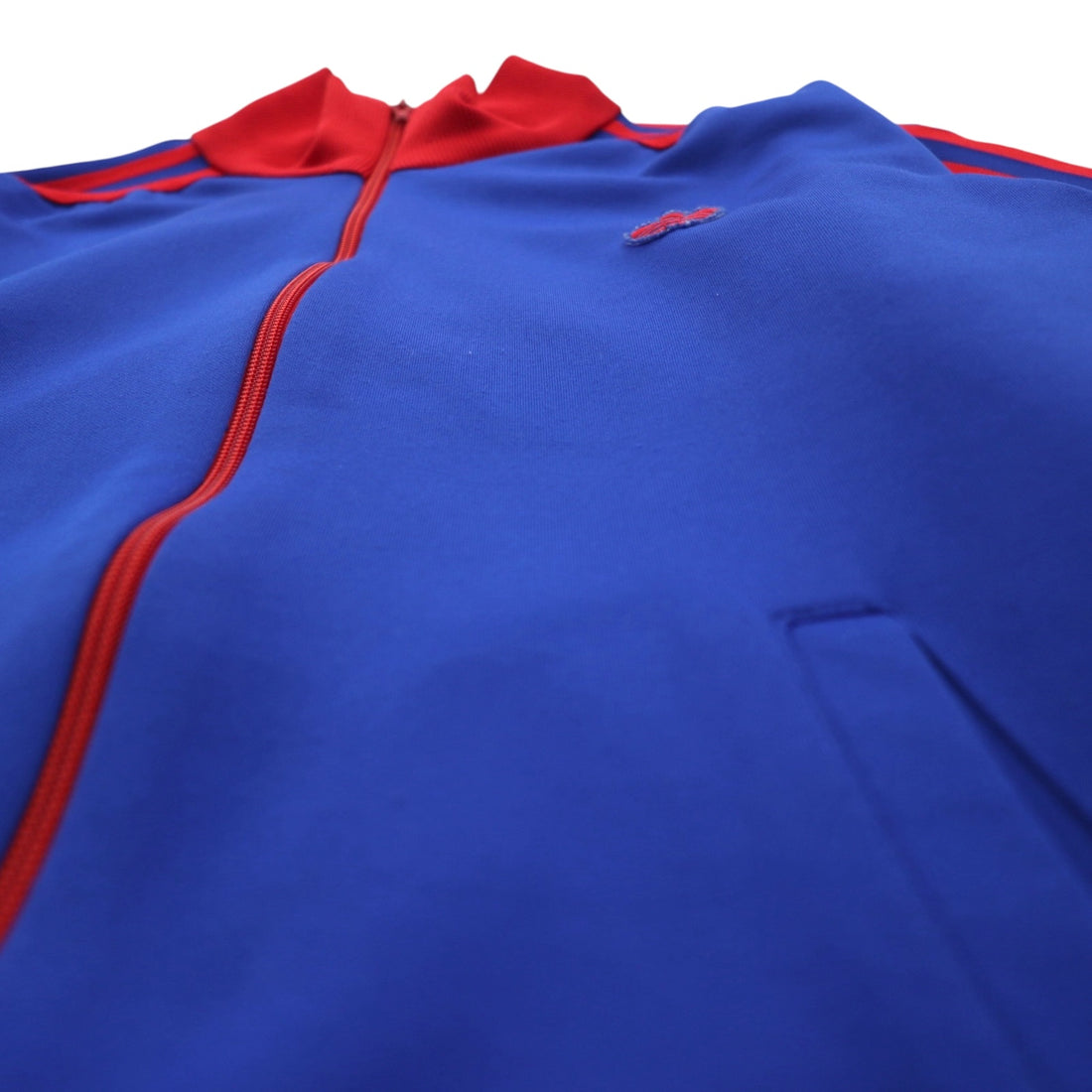 adidas 80s Descente Track Jacket Jersey, Large, Blue, Three Stripes, High Neck, Stand Collar