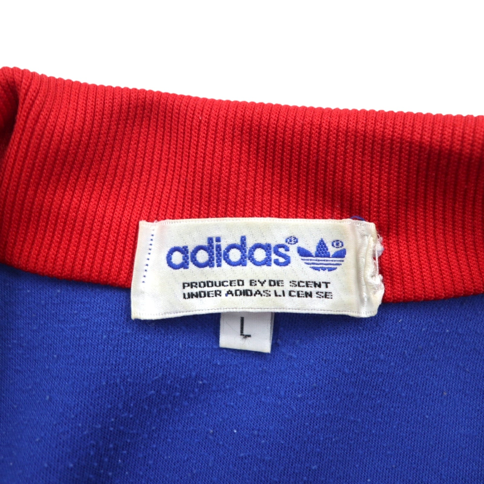 adidas 80年代 デサント社製 トラックジャケット ジャージ L ブルー スリーストライプ 3本線 ハイネック スタンドカラー