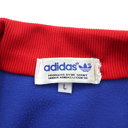 adidas 80年代 デサント社製 トラックジャケット ジャージ L ブルー スリーストライプ 3本線 ハイネック スタンドカラー