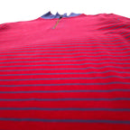 LLBean Half Zip Sweatshirt L Red Navy Border Cotton Pique