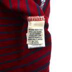 LLBean Half Zip Sweatshirt L Red Navy Border Cotton Pique