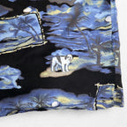 Big Dogs 90s Aloha Shirt 4XL Big Size Blue Black Rayon All-over Palm Tree Pattern