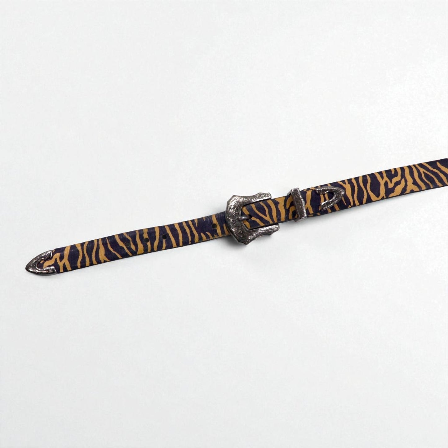 TOGA VIRILIS ダブルバックル ベルト ゼブラ アニマル ウエスタン 彫金 シルバー