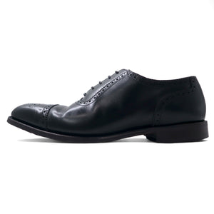 Loake 英国製 メダリオン ストレートチップ ドレスシューズ 27.5cm ブラック カーフレザー セミブローグ グッドイヤーウェルト製法 STRAND 706408 イングランド製