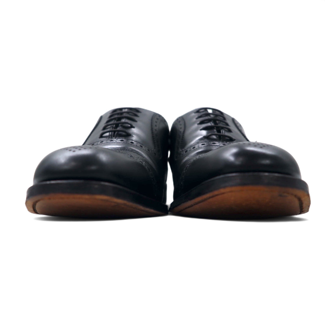 Loake British medallion straight tip dress shoes, 27.5cm, black calf leather, semi-brogue, Goodyear welt construction, STRAND 706408, made in England