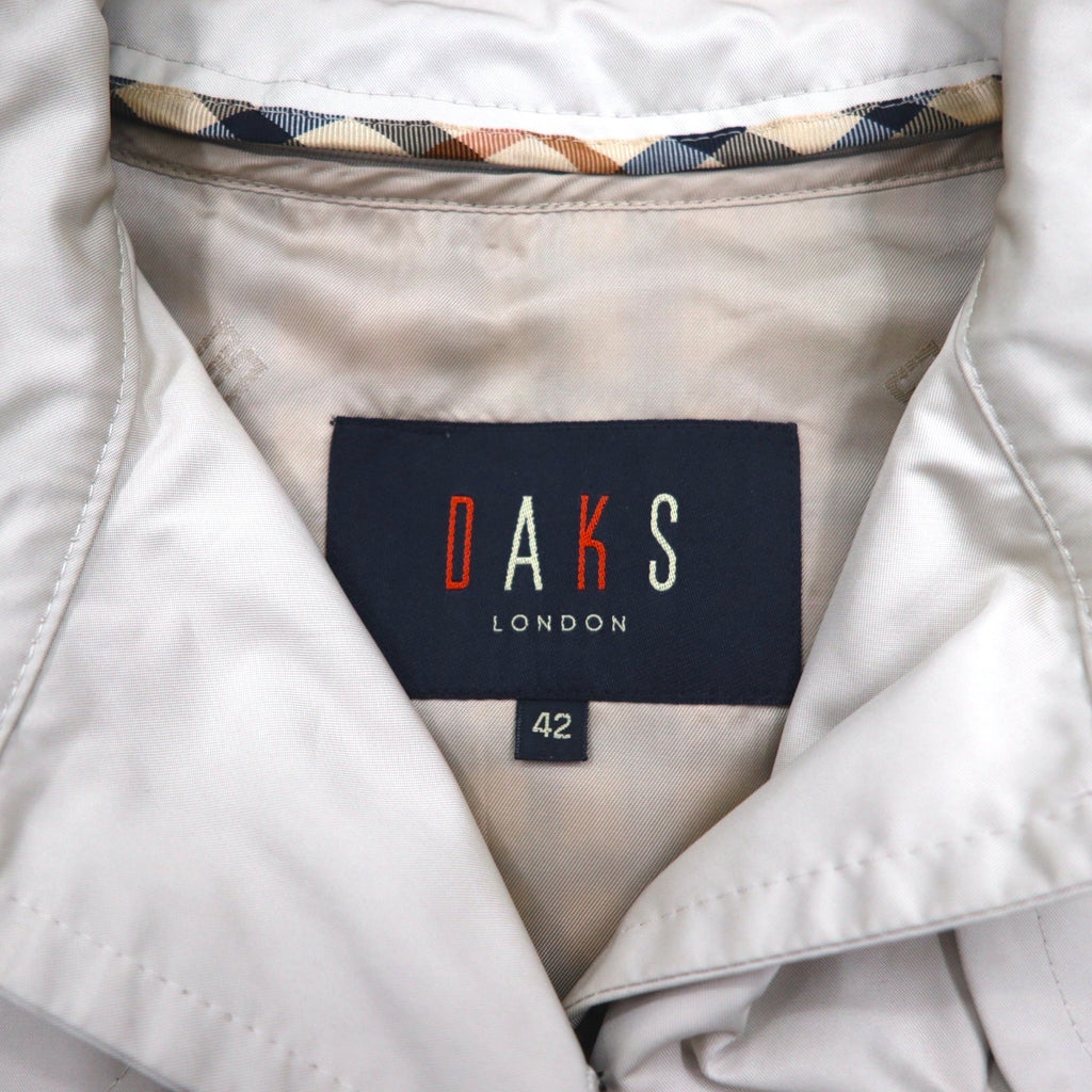 DAKS Balmacaan Trench Coat L Beige Removable Liner Belt Included Made in Japan