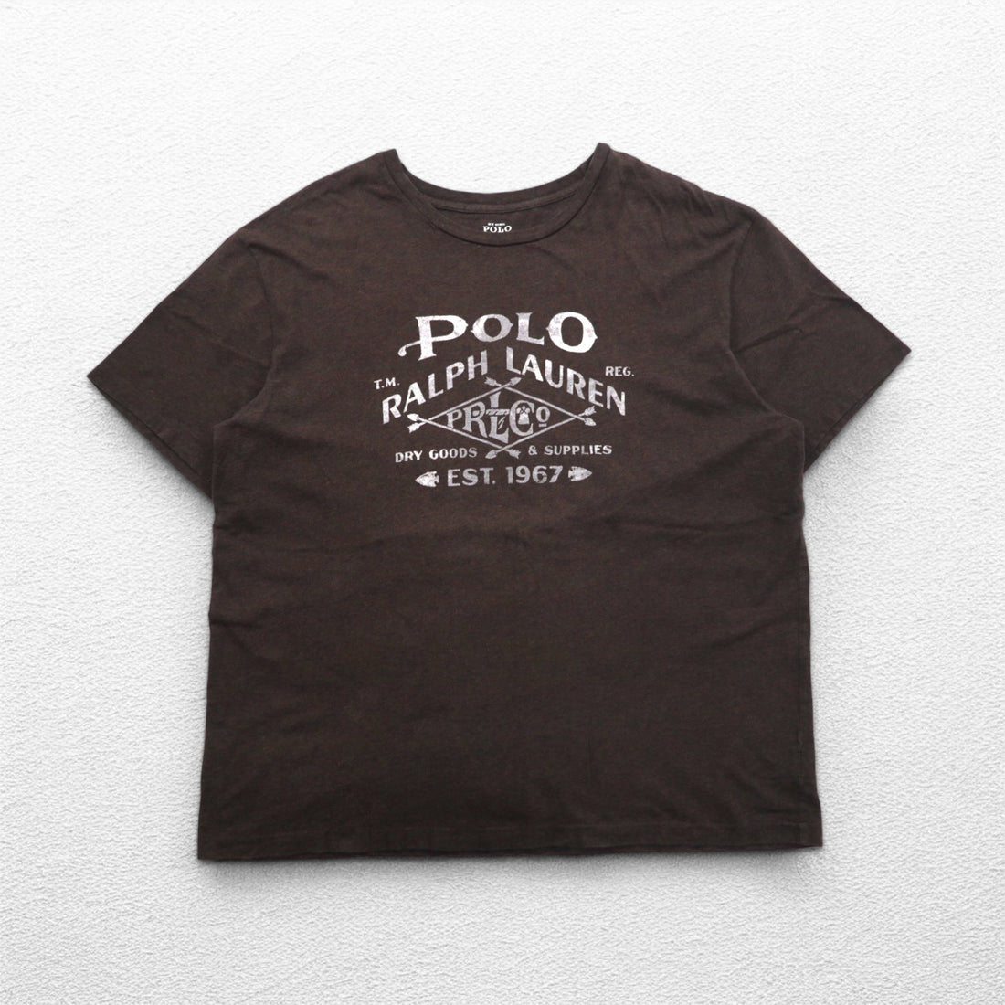 POLO RALPH LAUREN ヴィンテージロゴ プリント Tシャツ XL ブラウン コットン