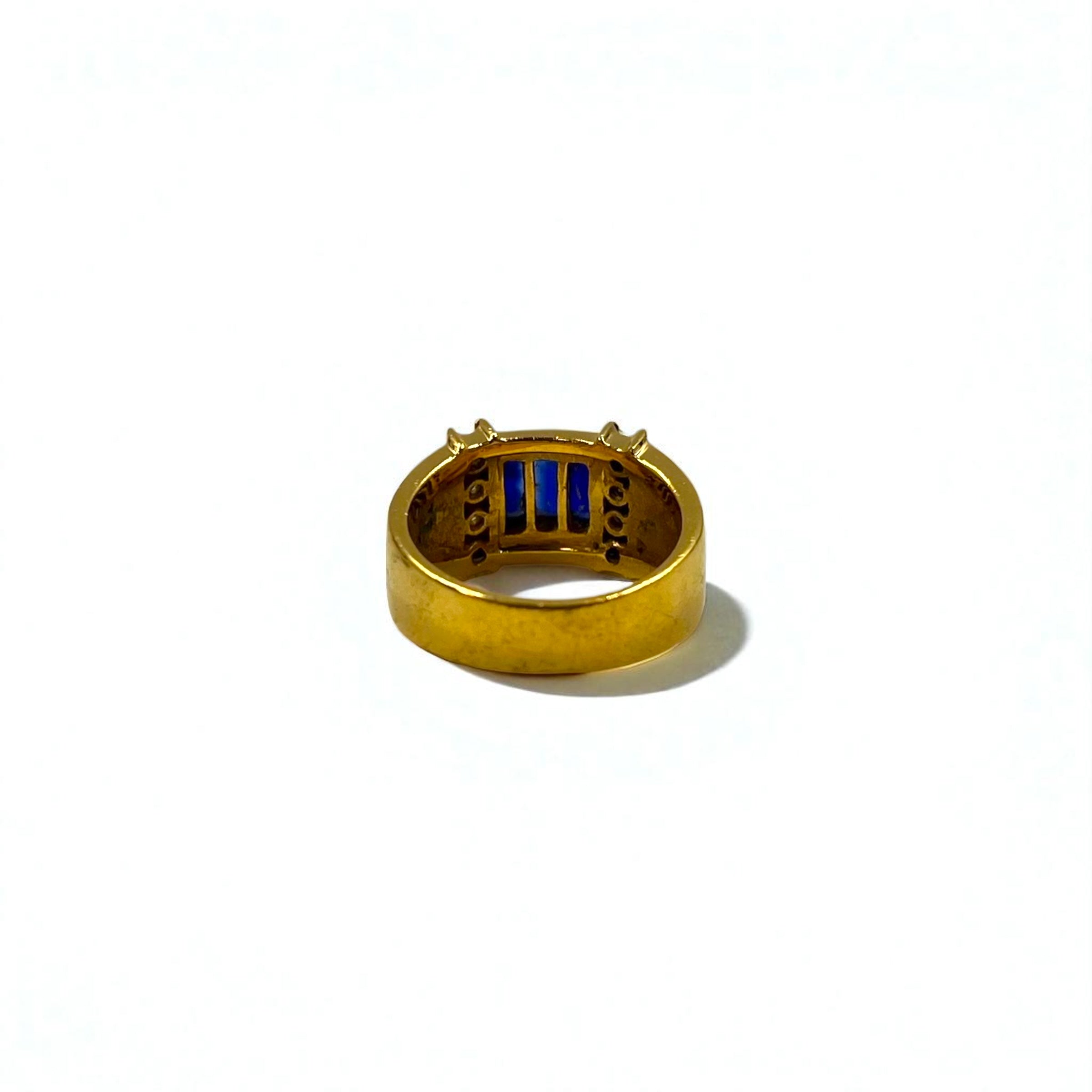 Vintage Gold Plated Retro Ring レトロ リング 指輪 11号 ゴールド 18KGP ライン カラーストーン