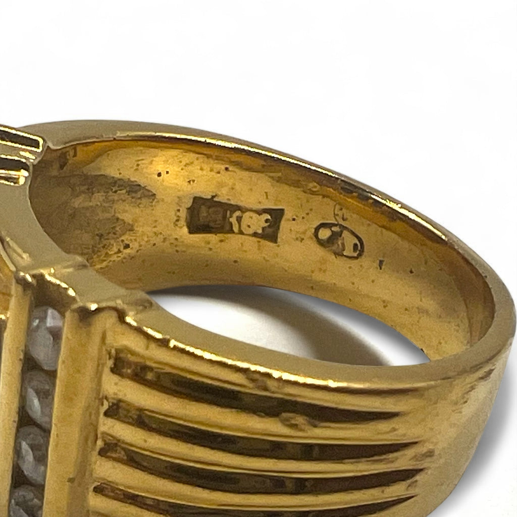 Vintage Gold Plated Retro Ring レトロ リング 指輪 11号 ゴールド 18KGP ライン カラーストーン