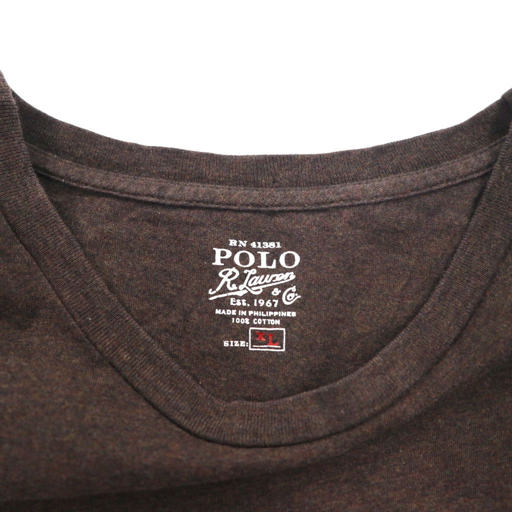 POLO RALPH LAUREN ヴィンテージロゴ プリント Tシャツ XL ブラウン コットン