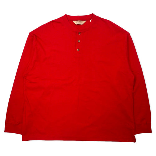 日本然リトテ-古着オンライン-BIG MAC 90年代 ヘンリーネック ロングスリーブ Tシャツ ロンT L レッド コットン ビッグサイズ-BIG MAC 90's Henley Neck Long Sleeve T-Shirt Long T L Red Cotton Big Size