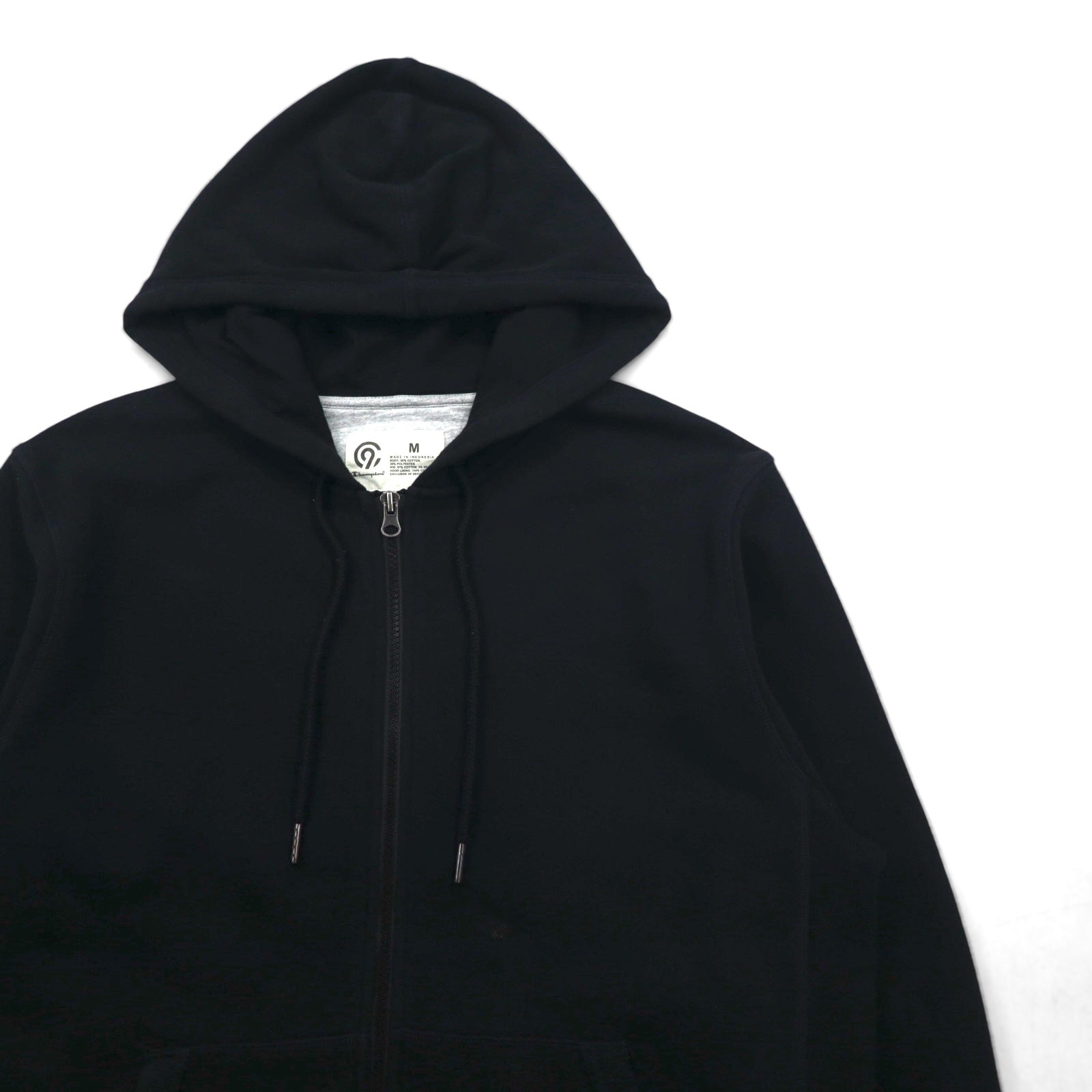 C9 by Champion Reverse Weave Full-Zip Hoodie, Size L, Black, Solid Color, Cotton, Fleece-Lined