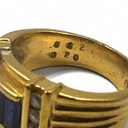 Vintage Gold Plated Retro Ring レトロ リング 指輪 11号 ゴールド 18KGP ライン カラーストーン