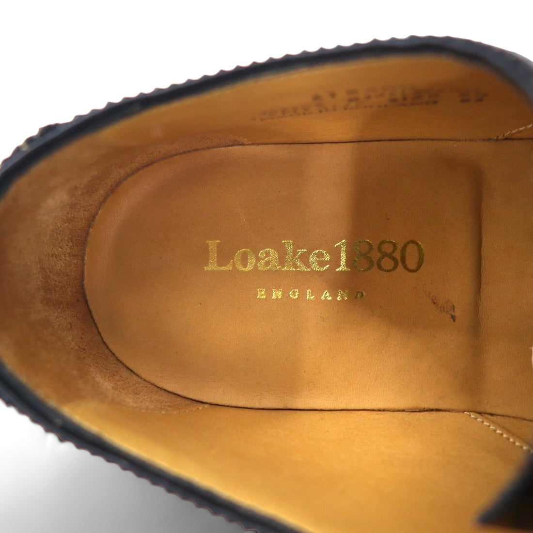 Loake British medallion straight tip dress shoes, 27.5cm, black calf leather, semi-brogue, Goodyear welt construction, STRAND 706408, made in England