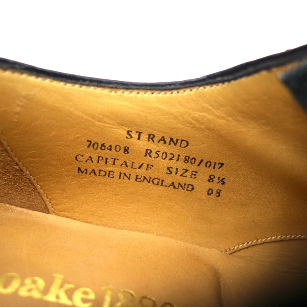 Loake British medallion straight tip dress shoes, 27.5cm, black calf leather, semi-brogue, Goodyear welt construction, STRAND 706408, made in England