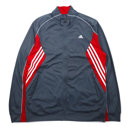 adidas ビッグサイズ 3ストライプ トラックジャケット ジャージ 4XL グレー レッド ポリエステル