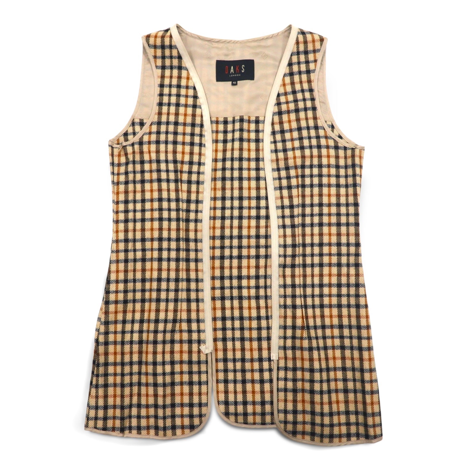 DAKS Balmacaan Trench Coat L Beige Removable Liner Belt Included Made in Japan