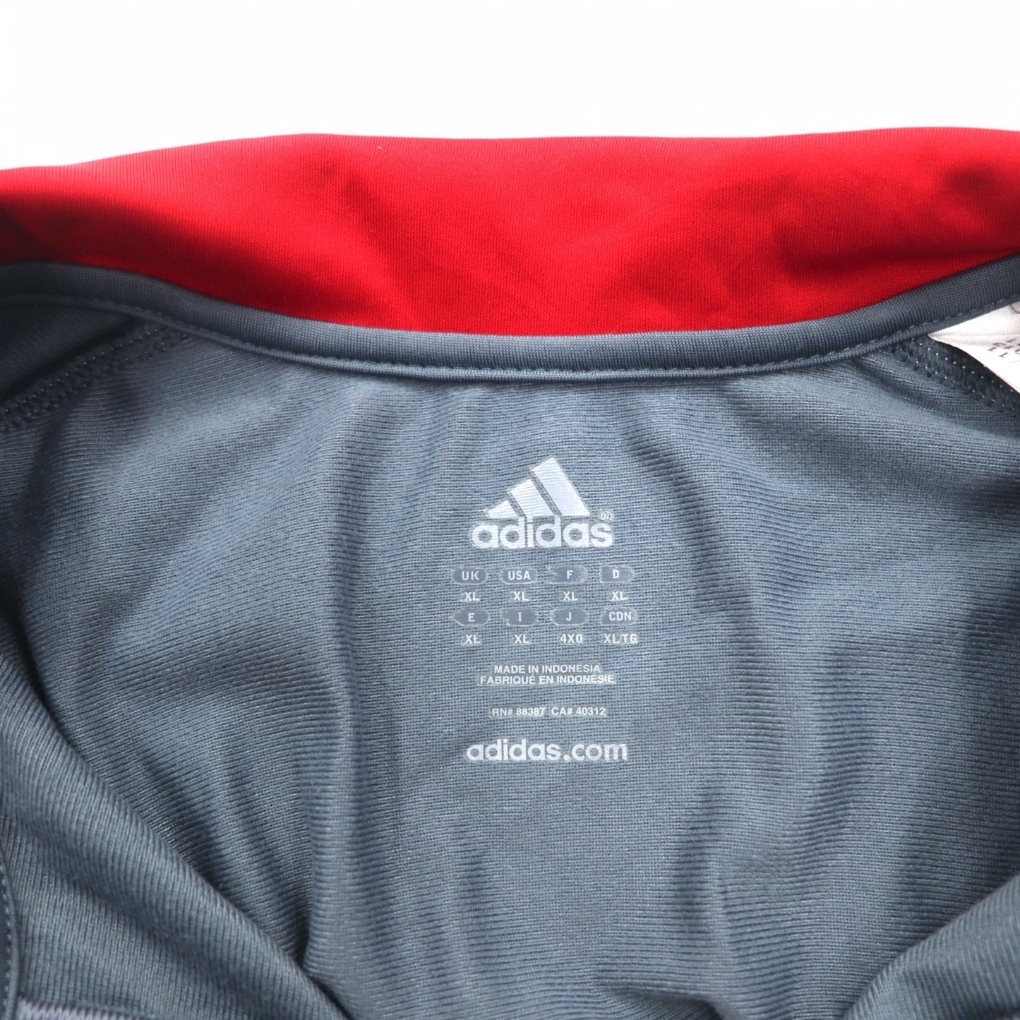 adidas ビッグサイズ 3ストライプ トラックジャケット ジャージ 4XL グレー レッド ポリエステル