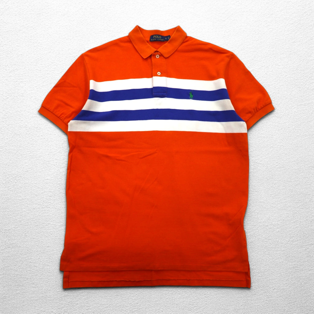 POLO RALPH LAUREN Polo shirt L Orange Cotton Pique Small pony embroidery