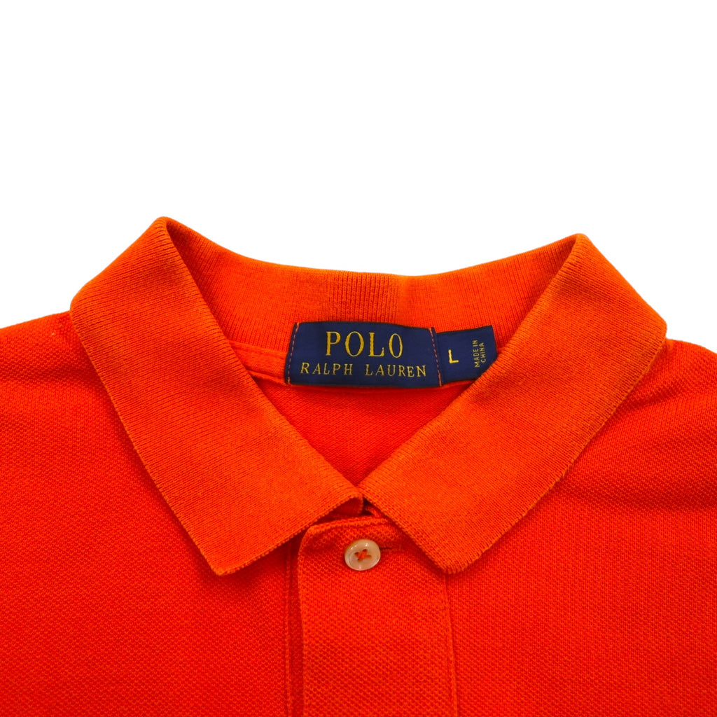 POLO RALPH LAUREN Polo shirt L Orange Cotton Pique Small pony embroidery