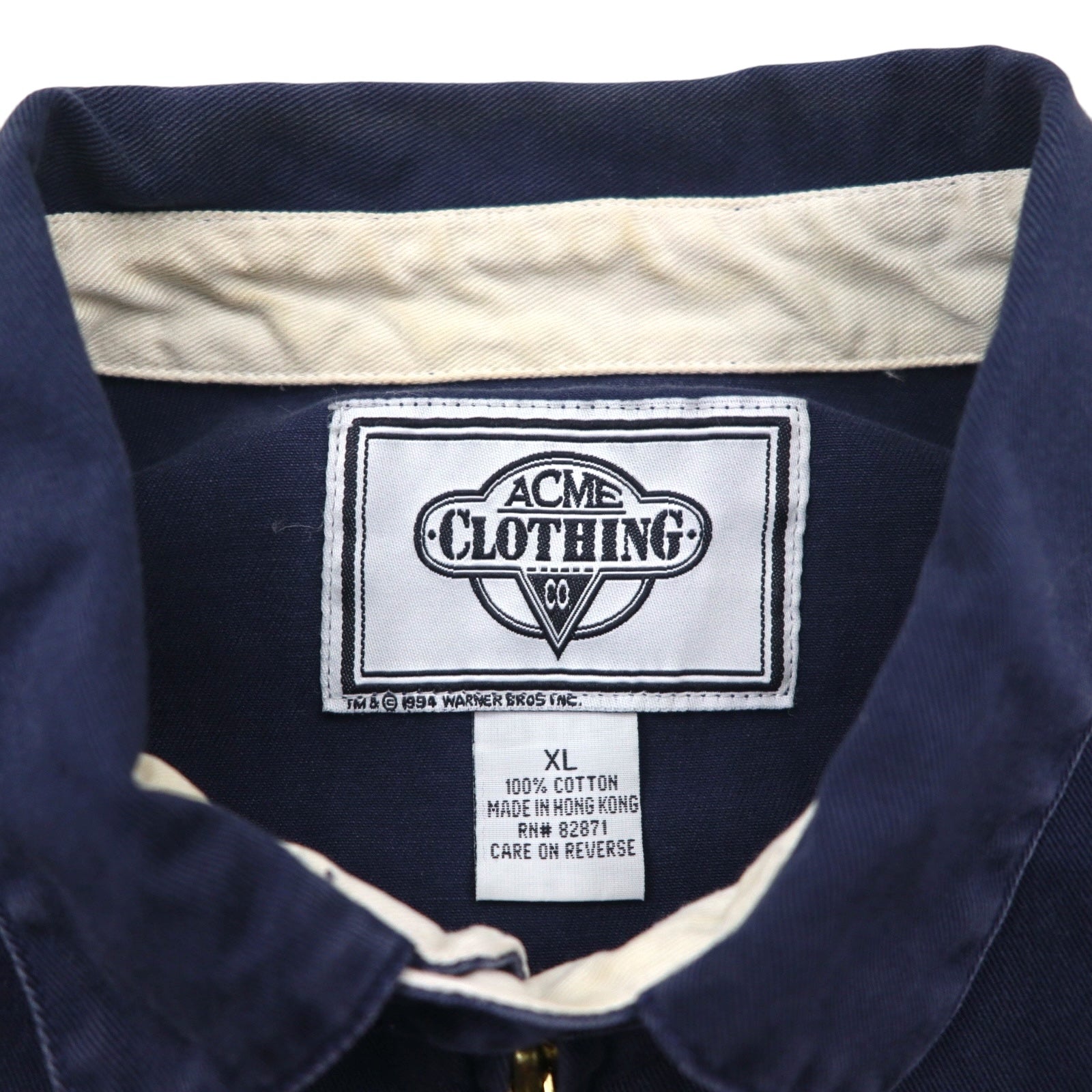 ACME CLOTHING x Warner Bros. 90s Looney Tunes Harrington Swing Top Jacket, Size XL, Navy, with Looney Tunes Character Embroidery