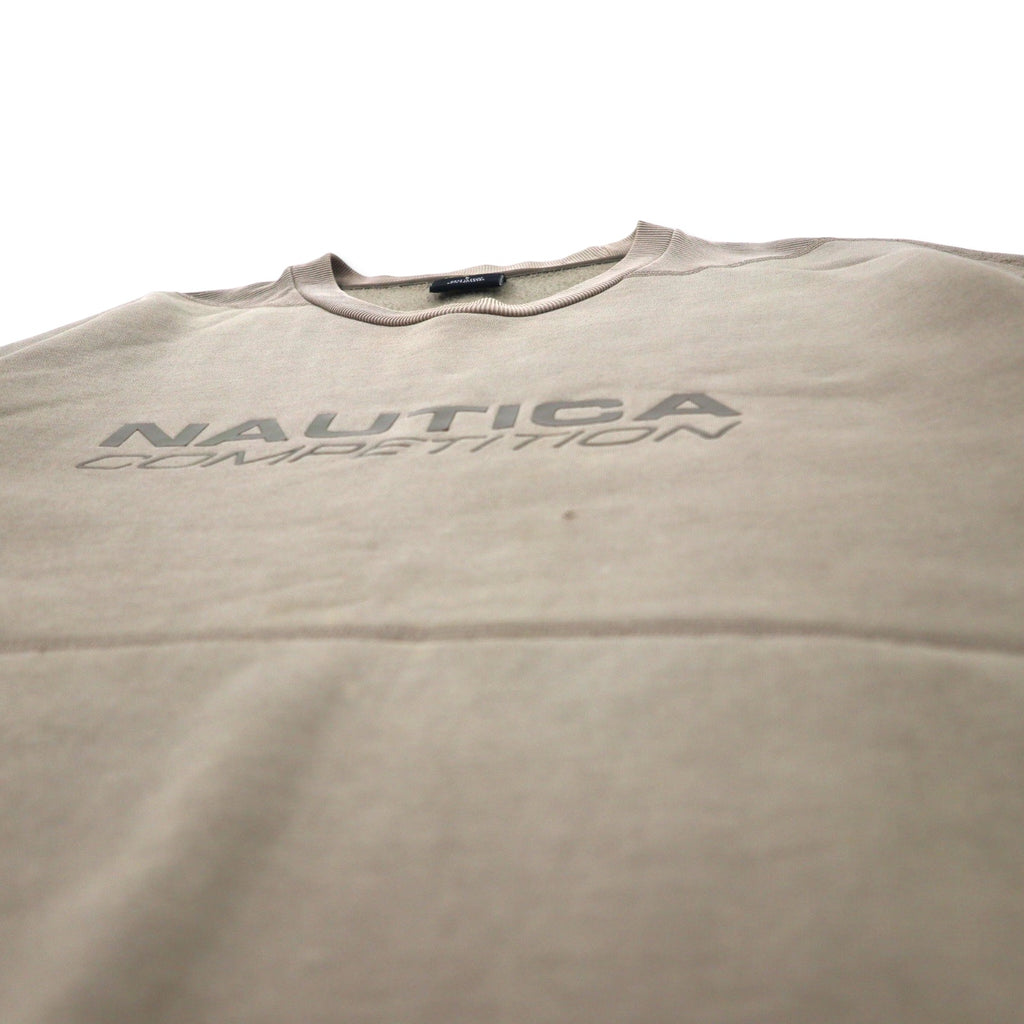 NAUTICA COMPETITION ロゴプリント スウェット L ベージュ コットン