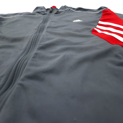 adidas ビッグサイズ 3ストライプ トラックジャケット ジャージ 4XL グレー レッド ポリエステル