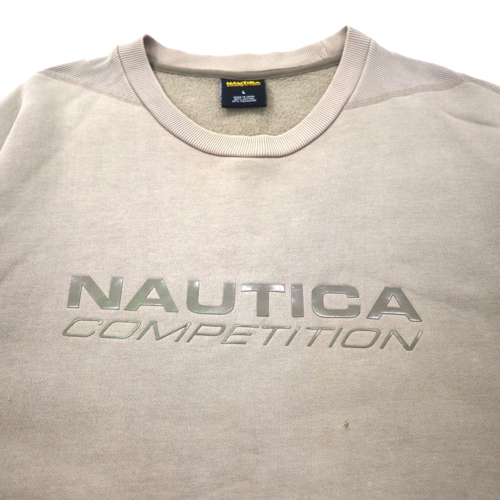 NAUTICA COMPETITION ロゴプリント スウェット L ベージュ コットン