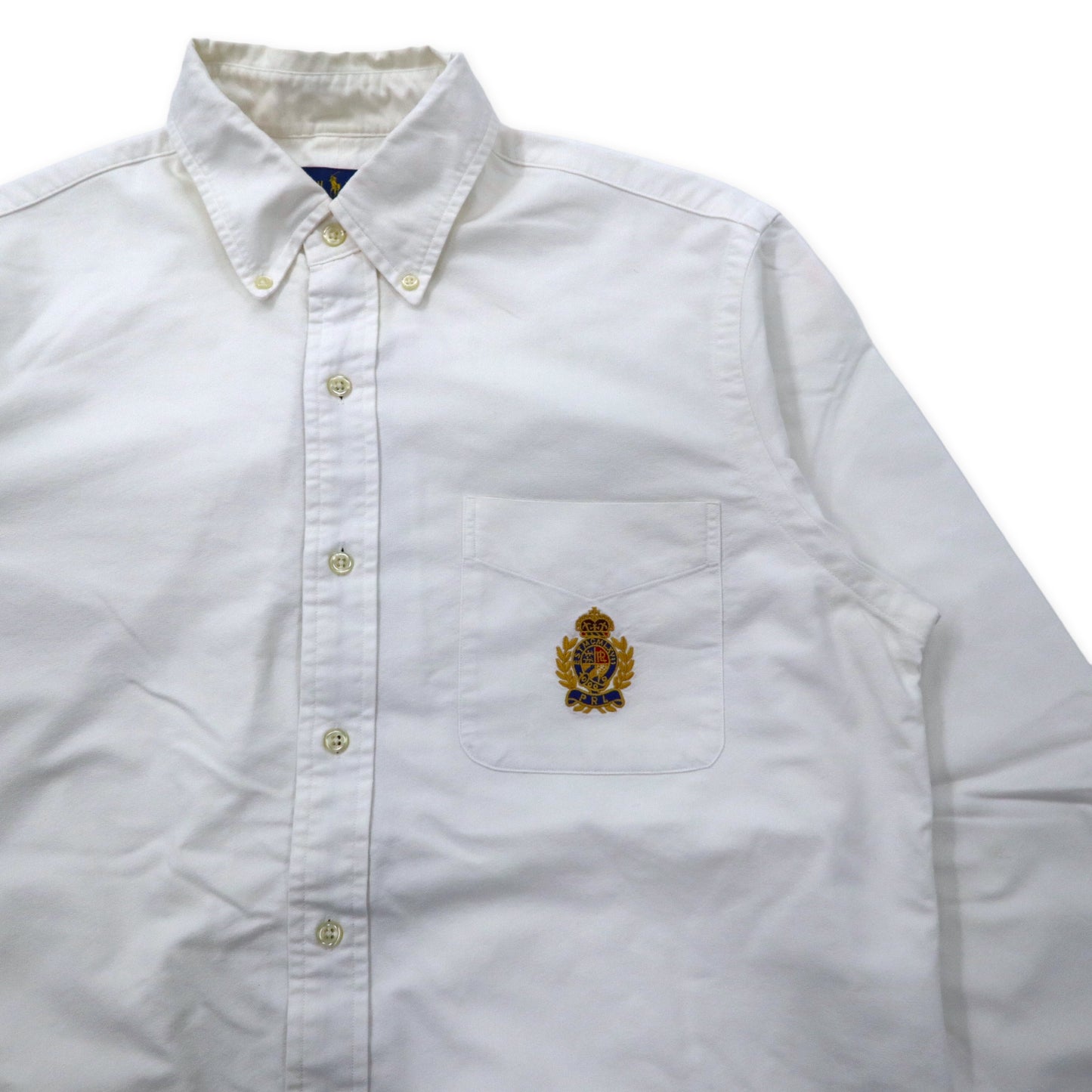 RALPH LAUREN オックスフォード ボタンダウンシャツ M ホワイト コットン エンブレムロゴ刺繍