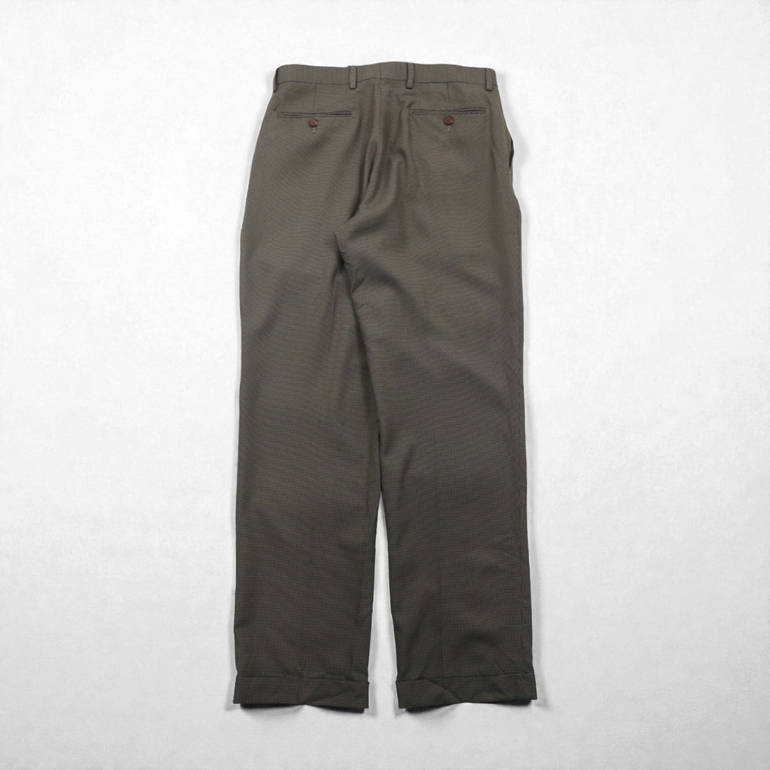 Ralph Lauren 90s 2-Tuck Pleated Slacks Pants, Size M, Gray, Gun Club Check, Washable, Double Cuffs