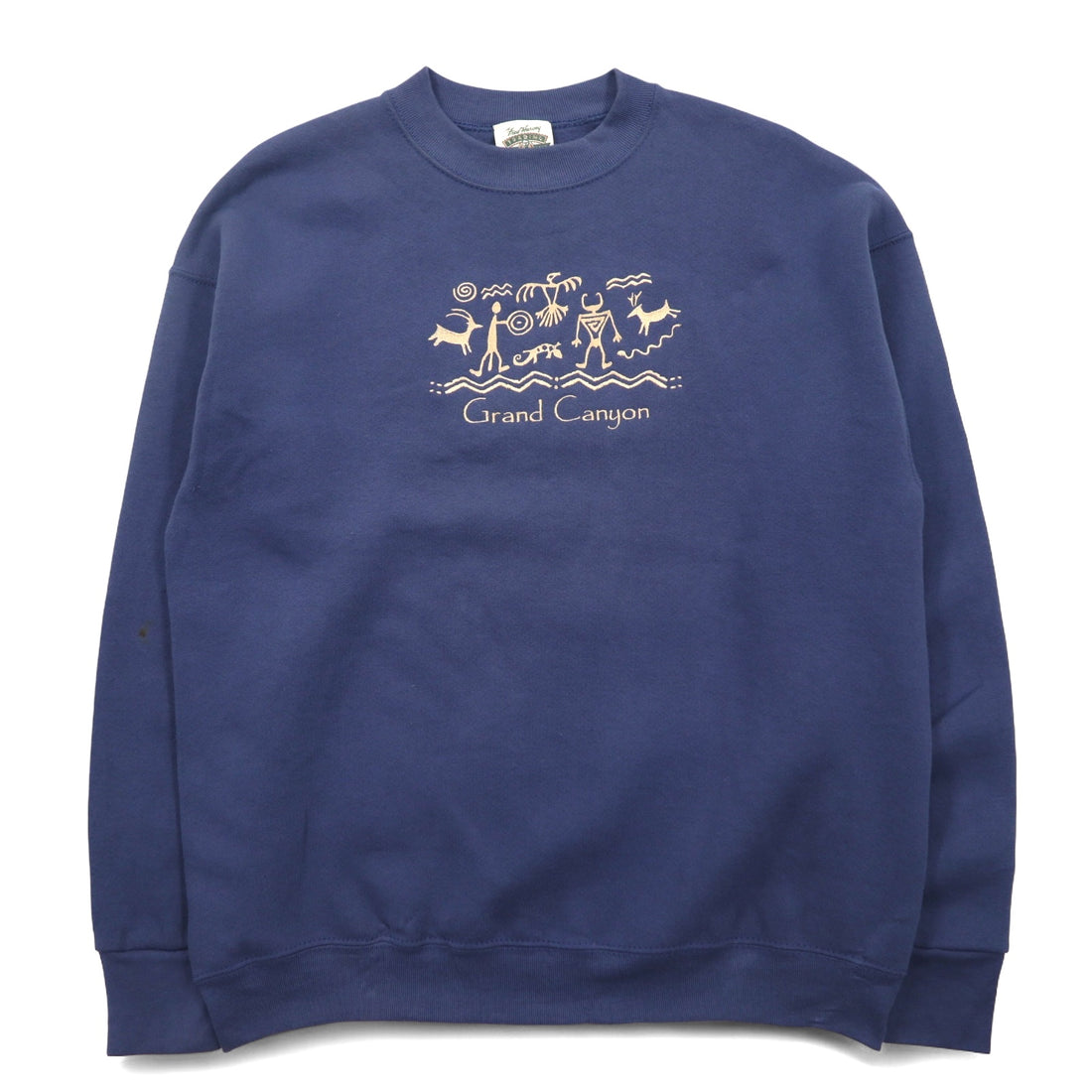 Made in the USA 90s FRUIT OF THE LOOM Body Sweatshirt L Navy Fleece Lined GRAND CANYON Embroidery Fred Harvey