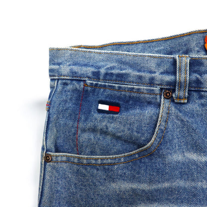 TOMMY JEANS 90年代 バギー ワイド デニムパンツ L インディゴ ブルー ジッパーフライ