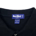 HARD ROCK CAFE USA Made Polo Shirt L Black Cotton One Point Logo Embroidery Big Size