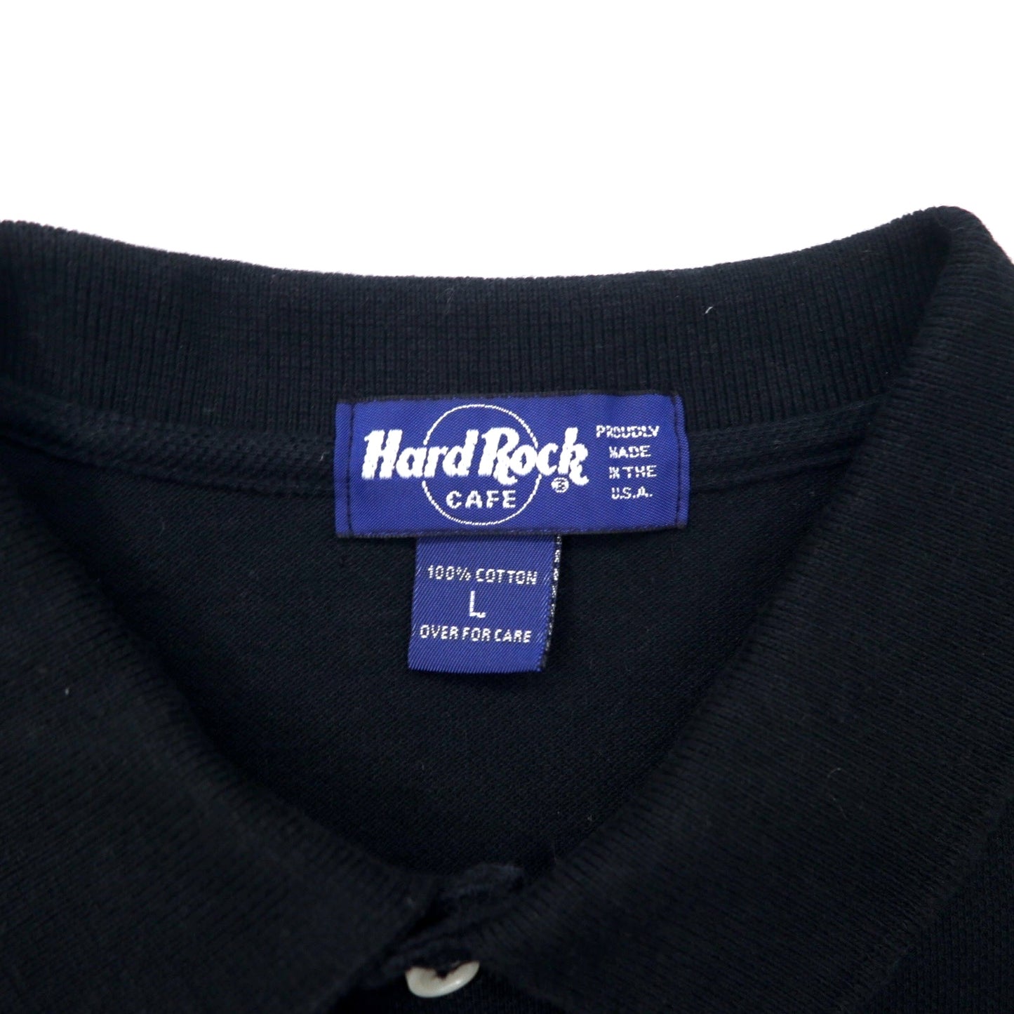 HARD ROCK CAFE USA製 ポロシャツ L ブラック コットン ワンポイントロゴ刺繍 ビッグサイズ