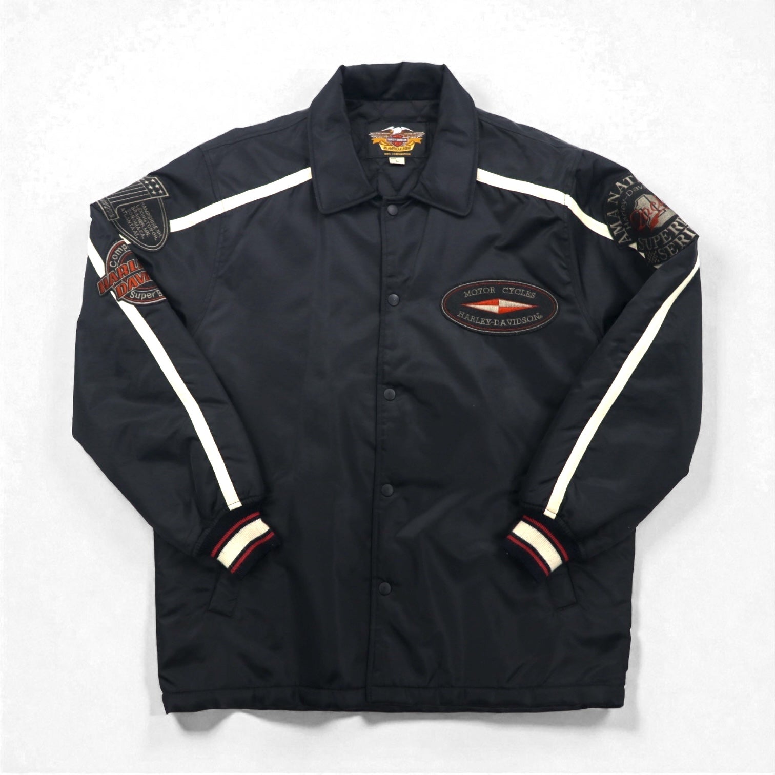 HARLEY DAVIDSON ジャケット ナイロンブルゾン　ブラック　M HARLEY DAVIDSON 00年代 レーシングジャケット ナイロン 中綿 コーチ