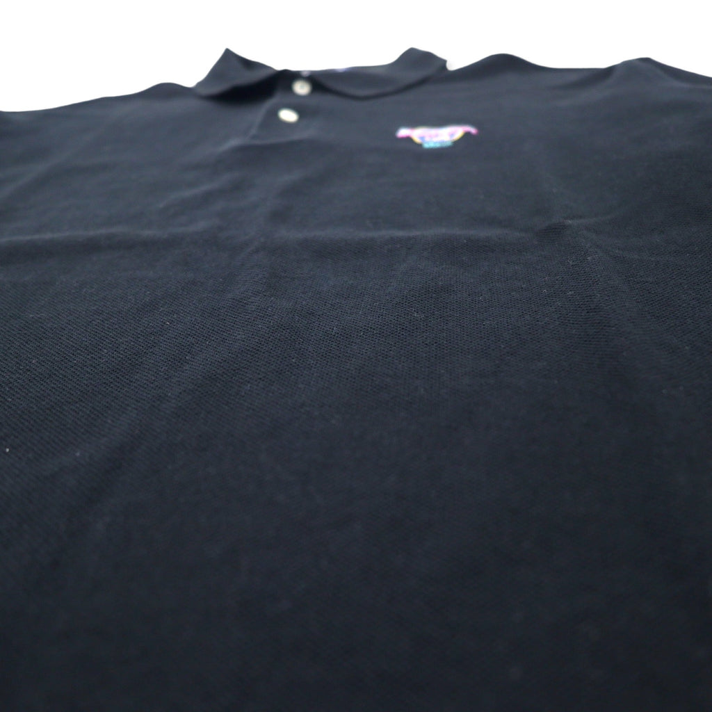 HARD ROCK CAFE USA Made Polo Shirt L Black Cotton One Point Logo Embroidery Big Size