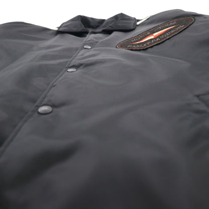 HARLEY DAVIDSON 00年代 レーシングジャケット ナイロン 中綿 コーチジャケット L ブラック 刺繍 サイドライン