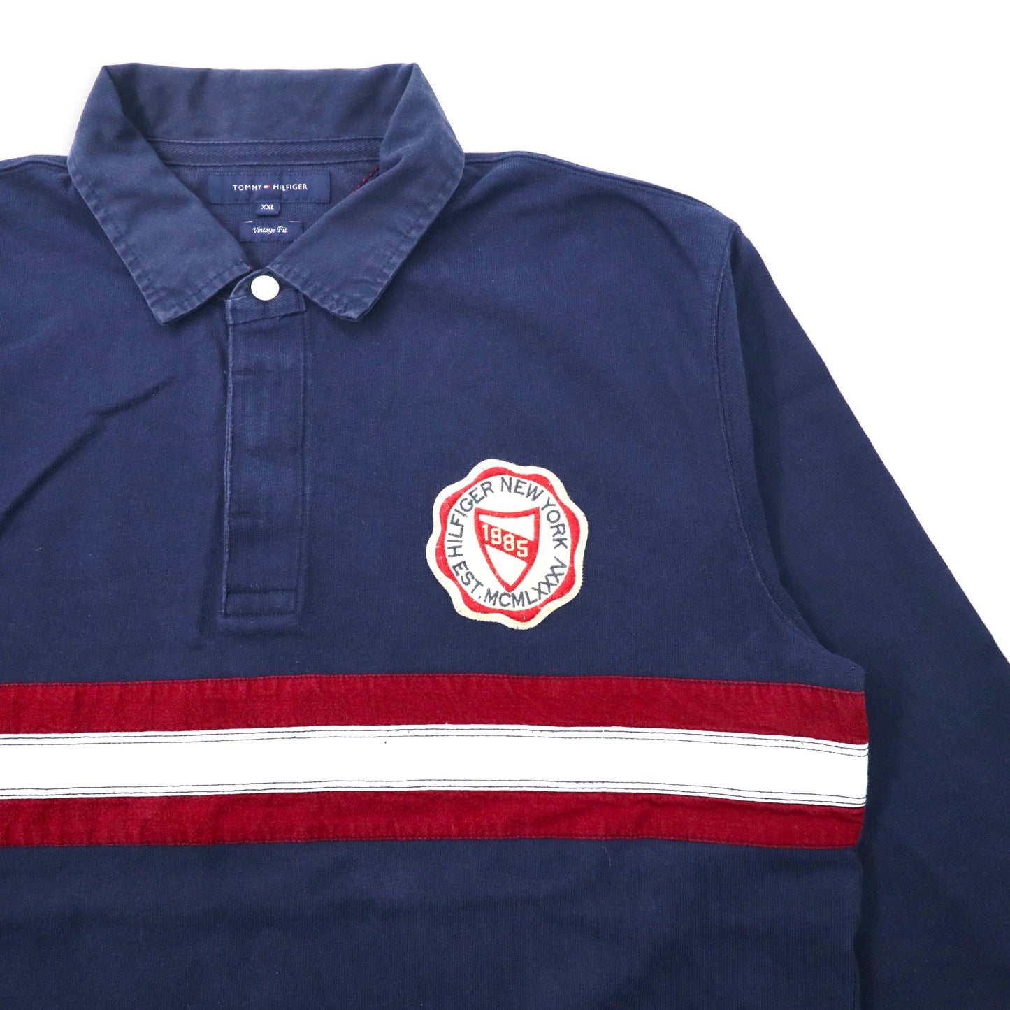 TOMMY HILFIGER ラガーシャツ XXL ネイビー コットン Vintage Fit ビッグサイズ