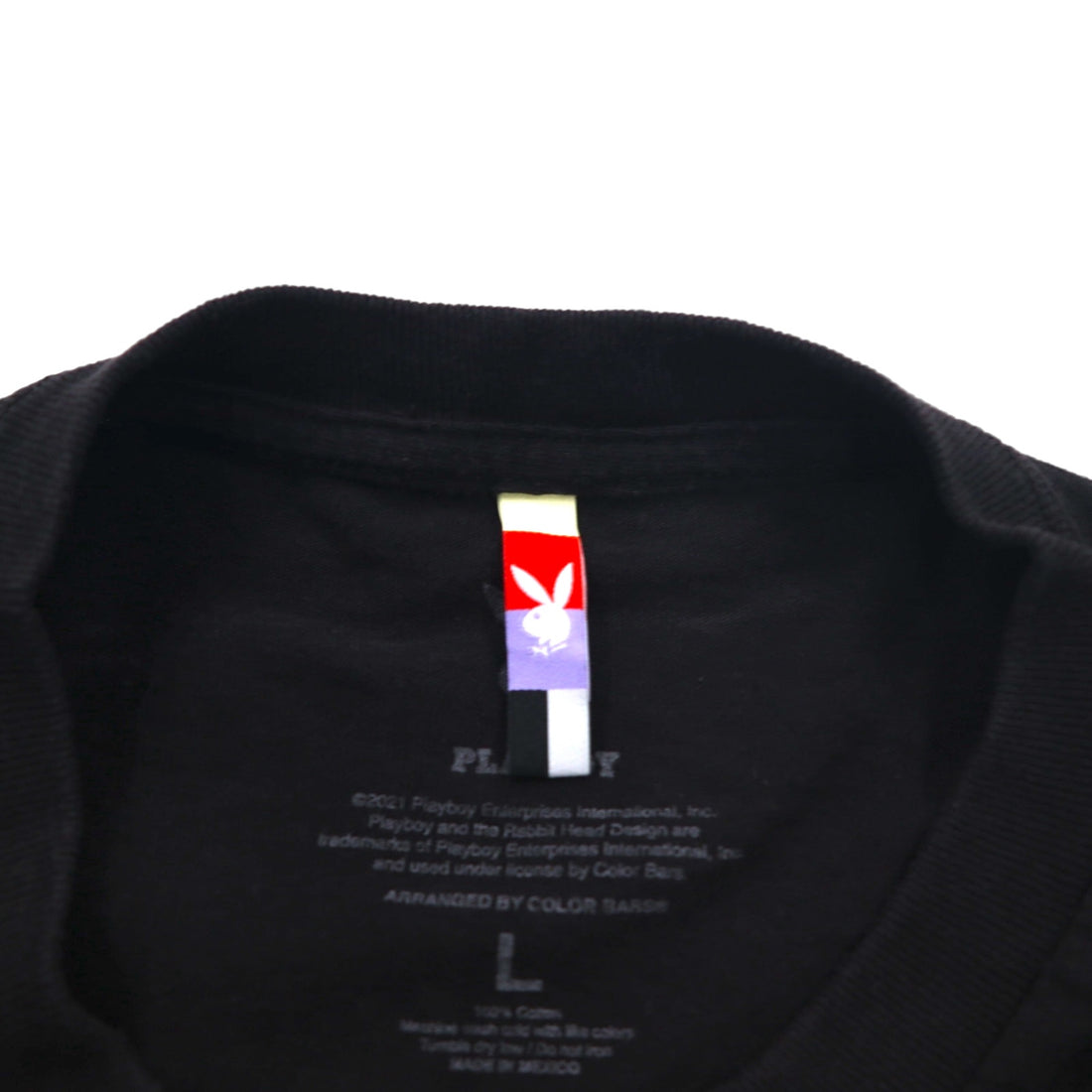 PLAYBOY 日本語 カタカナ TOKYO JAPAN アニメ Tシャツ L ブラック コットン バックプリント