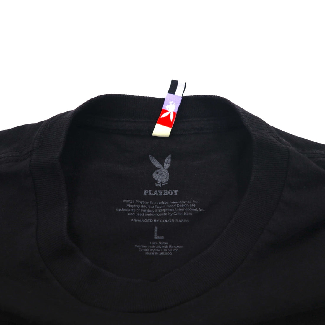 PLAYBOY 日本語 カタカナ TOKYO JAPAN アニメ Tシャツ L ブラック コットン バックプリント