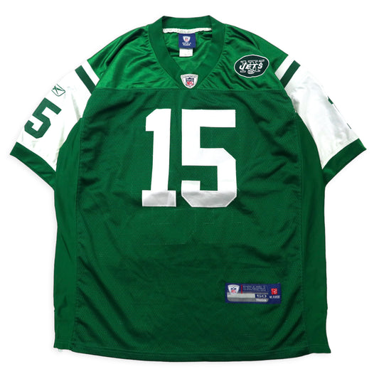 日本然リトテ-古着オンライン-Reebok NFL ゲームシャツ 50 グリーン ナイロン メッシュ NY JETS ナンバリング ビッグサイズ-REEBOK NFL Game Shirt 50 Green Nylon Mesh NY JETS Numbering Big Size